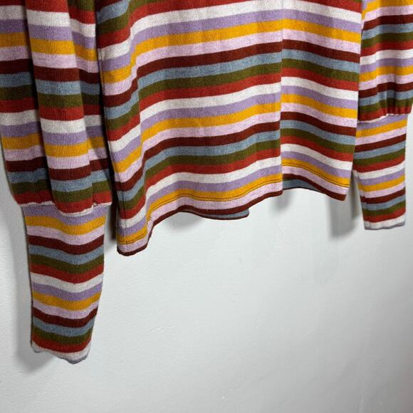 Madewell Striped Puff-Sleeve Scoopneck Top Twee Y2K Multicolor 70s - Picture 5 of 11